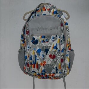 Walt Disney World Mickey Mouse Castle Tech Backpack with USB Charging Port Gray